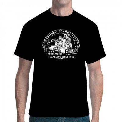 Als Eisenbahnfan werden Sie mit diesem T-Shirt, das eine alte Dampflokomotive zeigt, sicher glücklich.
