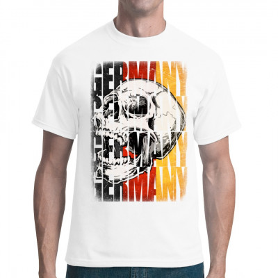 Germany Skull - Designer Totenkopf Shirt  von S - 5XL - Motiv in deutschen Landesfarben als Direkteindruck

Mittels Direktdruck-Digitaldruckverfahren aufgebracht. waschfest