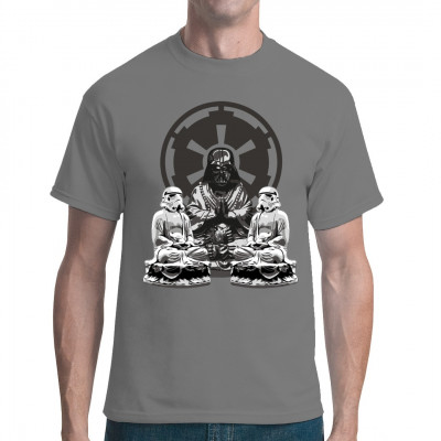 Karikatur Shirt: Darth Vader und Sturmtruppler beim Meditieren