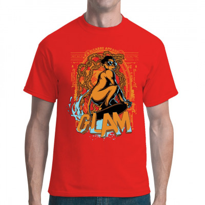 Glam Bizarre Apparel 
Motiv Shirt mit coolem Affen auf dem Surfboard. 