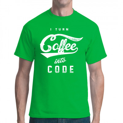 Fun Shirt Motiv: I turn coffee into code!
Du bist Meister des Code-Voodoo? Dann hol dir dieses tolle Shirt Motiv