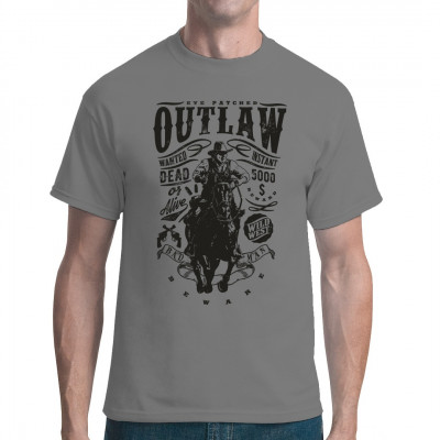 Cowboy Western Shirt: Outlaw - Wanted, dead or alive. 5000$ Reward