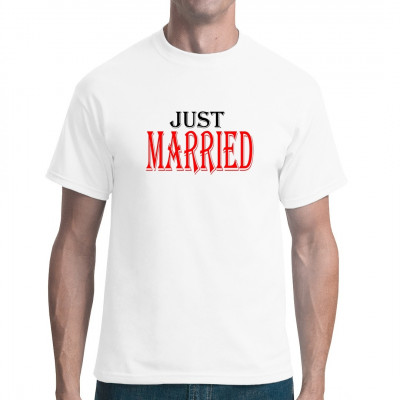 Just Married - T-Shirt Motiv für frisch Vermählte.
