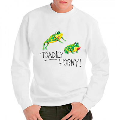 Diese Kröten sind verrückt nacheinander. Man könnte sagen, er will sie direkt bespringen.
Witziges Comic Shirt mit 2 Kröten und dem Aufdruck "Toadily Horny!".