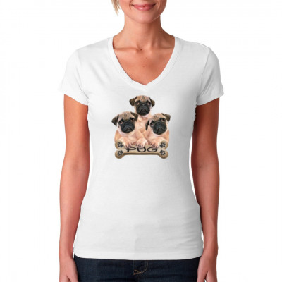 Hunde Shirt: Pugs - 3 Möpse, S - Souvenir, Sonstige, Tiere, Haustiere, Welpen, Tiere & Natur, Hunde, Hunde