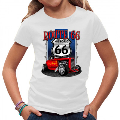 Rroute 66 - shield historic 66 and Hot Rod Shirt, Oldtimer, 