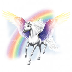 Airbrush Style - Pegasus vor einem Regenbogen