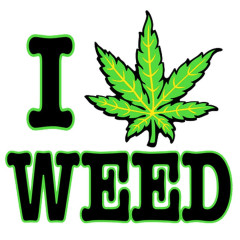 Fun Shirt und Kiffer Motiv: I Love Weed