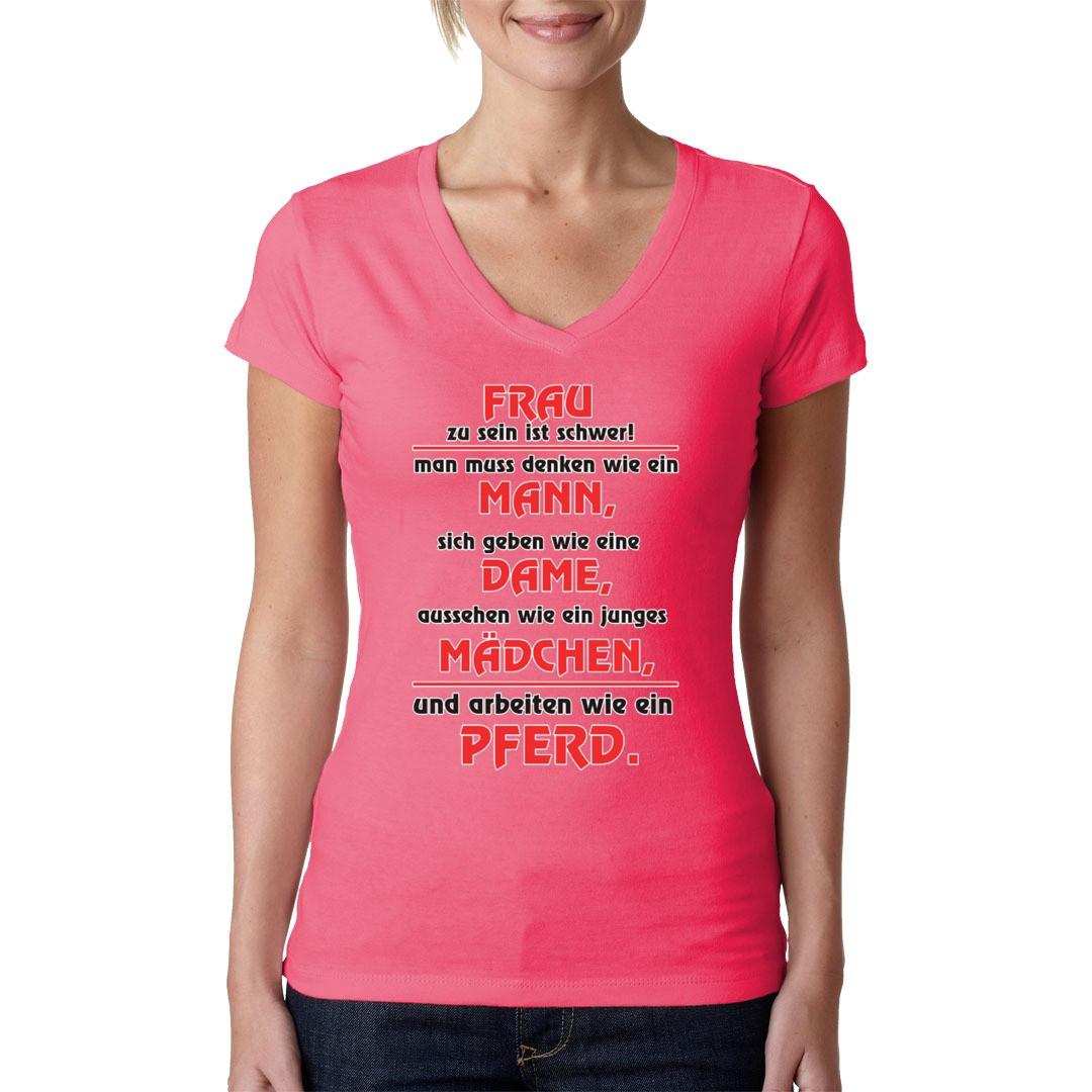 Spruch Shirt Frau zu sein ist schwer TShirt selbst gestalten + drucken /// ImShirt.de